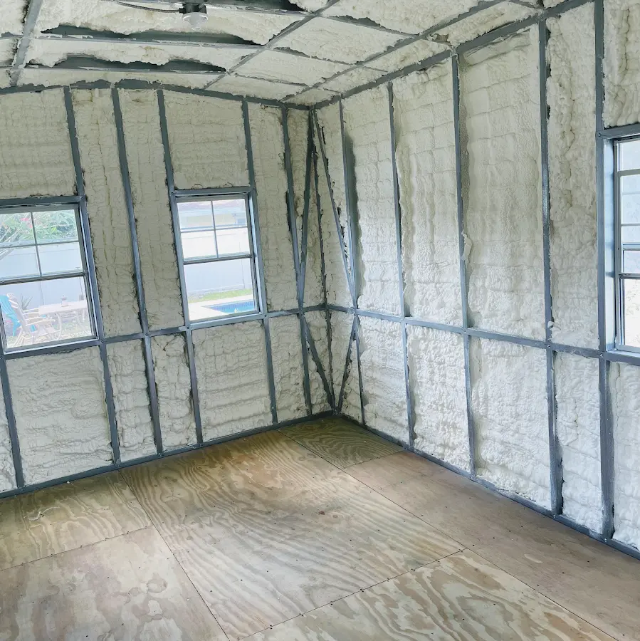 Closed-cell spray foam insulation applied to wall cavities in a residential project in Lecanto